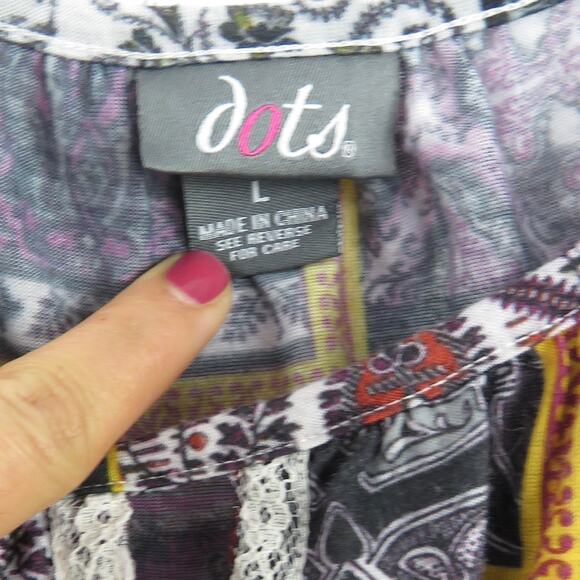 Y2k Dots Vintage Colorful Patchwork Ruffle Butterfly Blouse Large - Picture 5 of 6